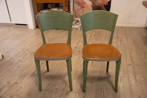 DITTA BROSS MOD, CHICO NOCE E VERDE ANILINA - N. 2 SEDIE