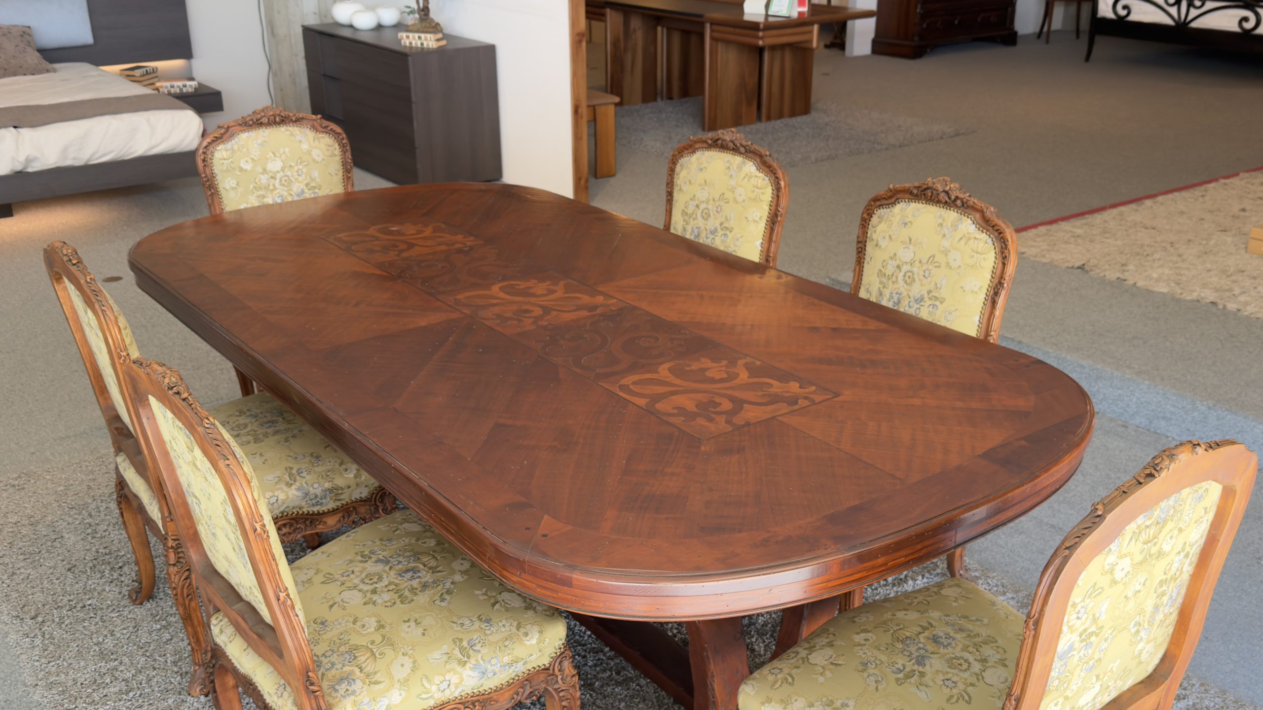 Tavolo Arte Brotto in ciliegio con inserti – 240 × 120 cm